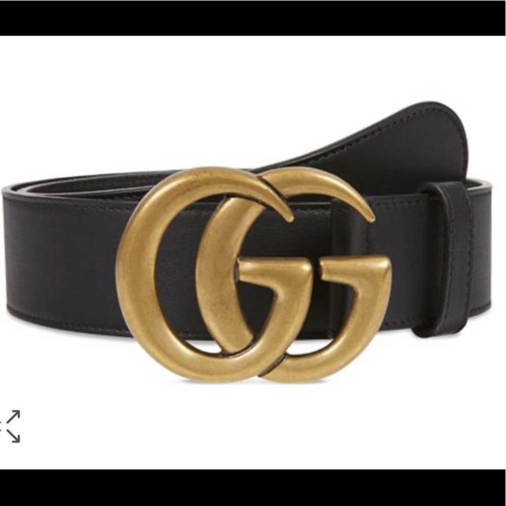 Gucci black leather double G buckle 1”